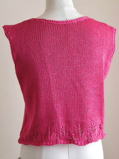 Vintage Leaf Embroidery Summer Knit Vest