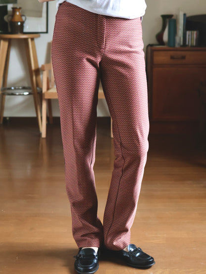 Geometric Pattern Slim Straight Slacks