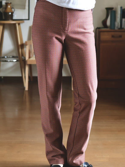 Geometric Pattern Slim Straight Slacks