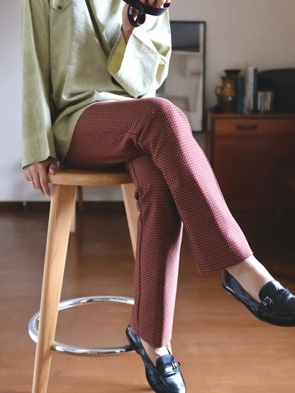 Geometric Pattern Slim Straight Slacks