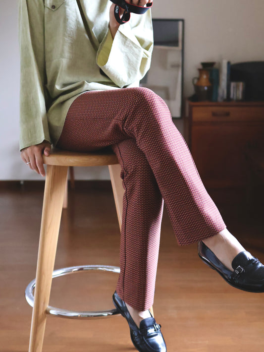 【sizeS-M】1980’s Geometric Pattern Slim Straight Slacks
