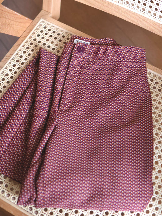 Geometric Pattern Slim Straight Slacks