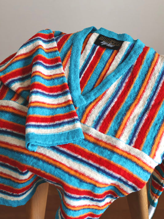 70s-80s Multi-Color Stripe Switching Knit