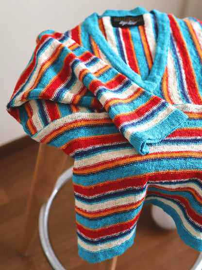 70s-80s Multi-Color Stripe Switching Knit