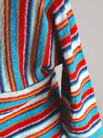 70s-80s Multi-Color Stripe Switching Knit