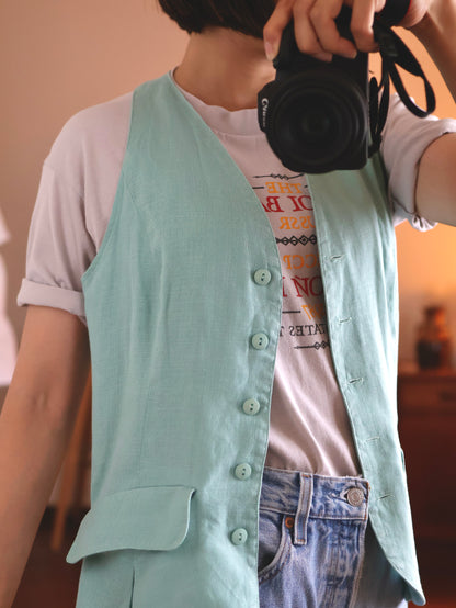 Linen Blend Tailored Gilet