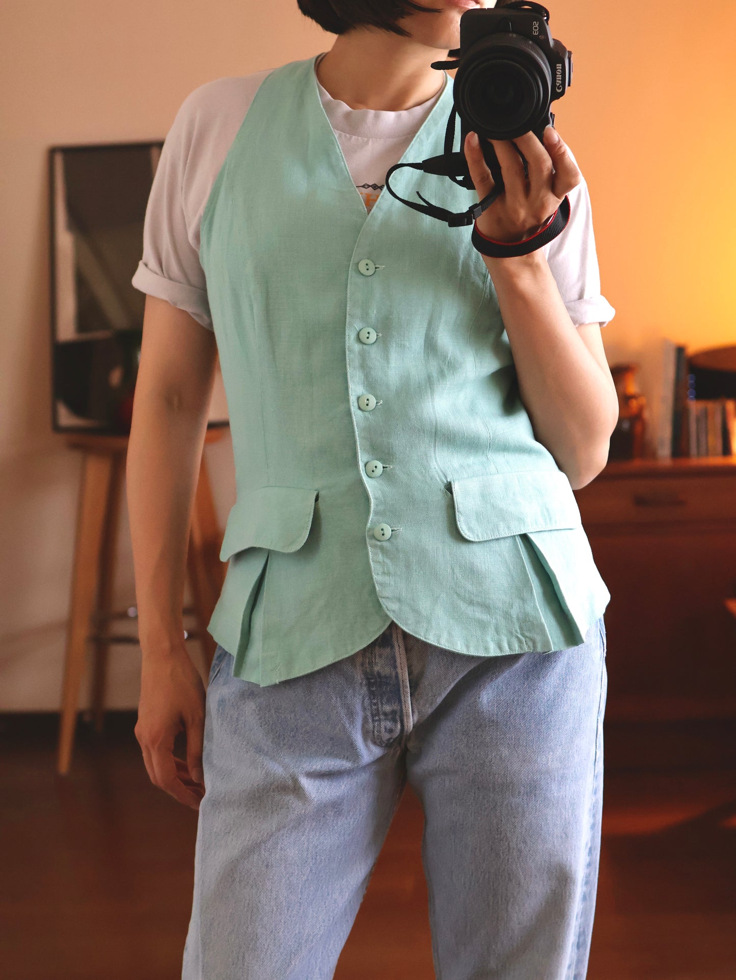 Linen Blend Tailored Gilet