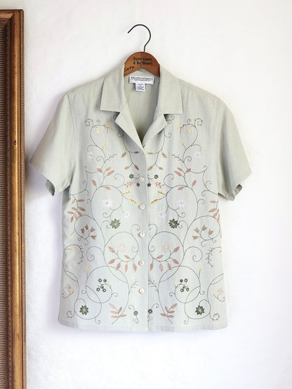 Slub Silk Open Collar Shirt