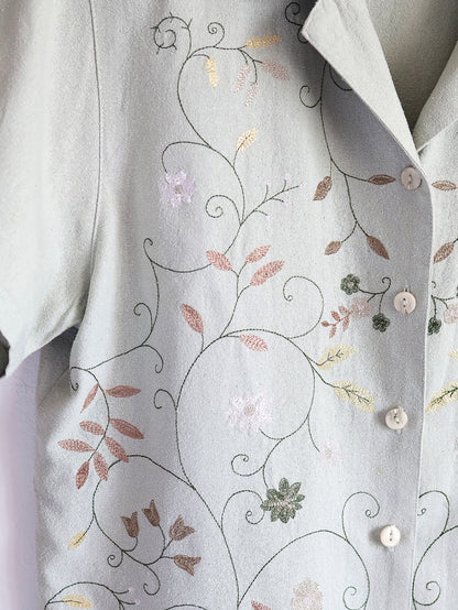 Slub Silk Open Collar Shirt