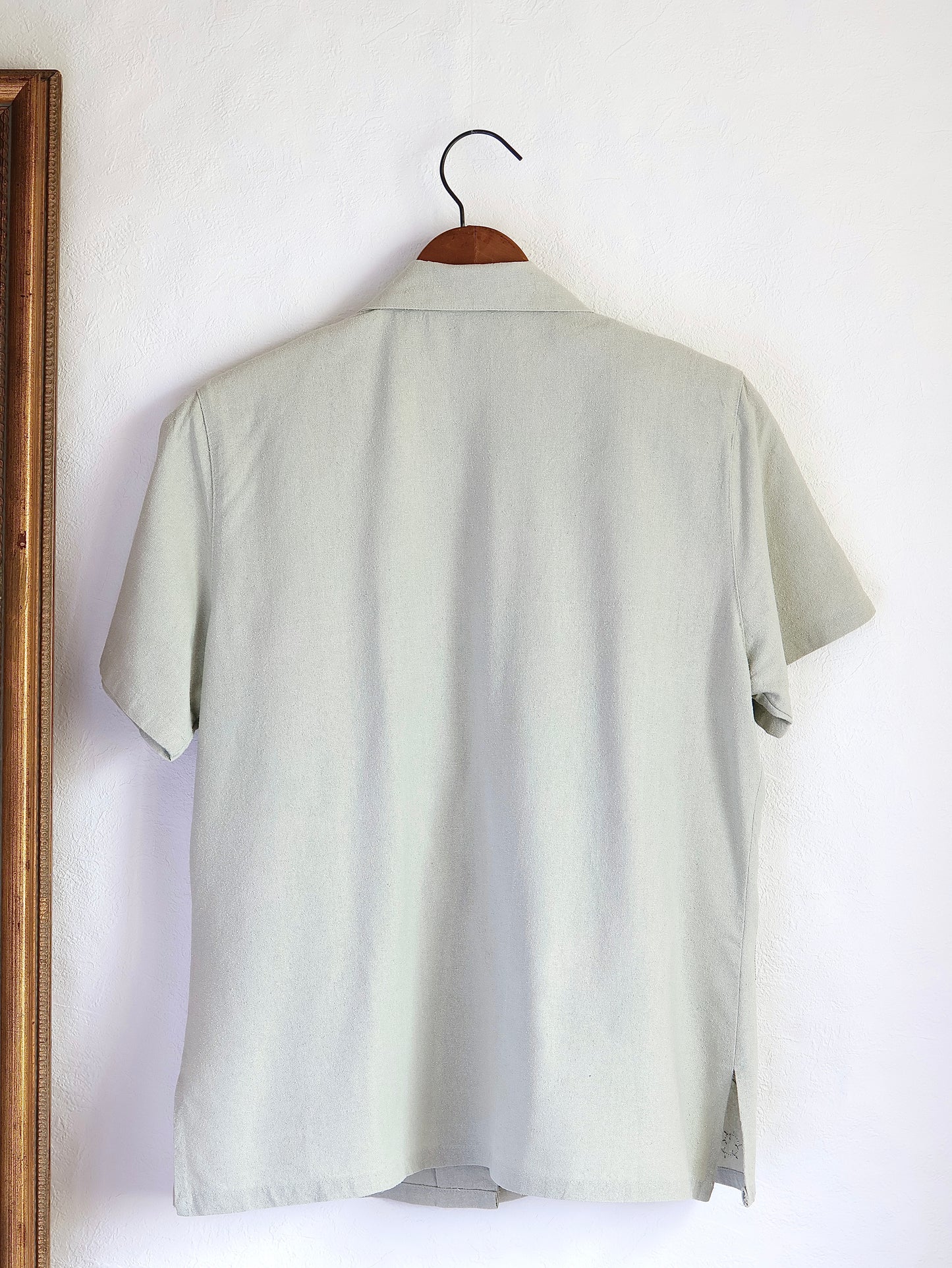 Slub Silk Open Collar Shirt