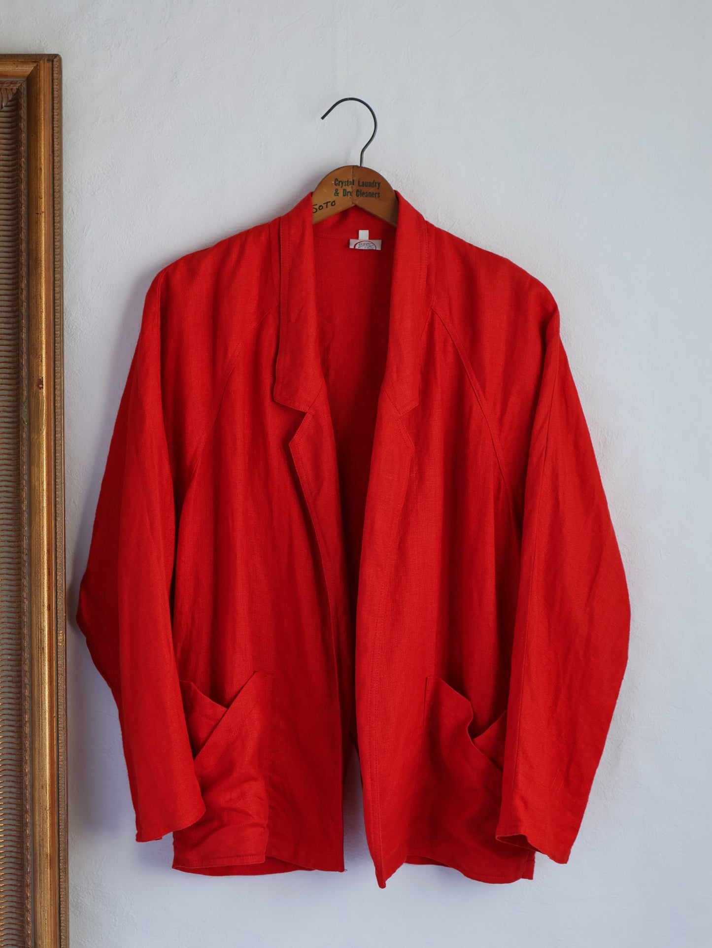Linen Asymmetry Back Slit Jacket