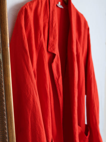 Linen Asymmetry Back Slit Jacket