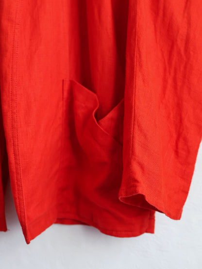 Linen Asymmetry Back Slit Jacket
