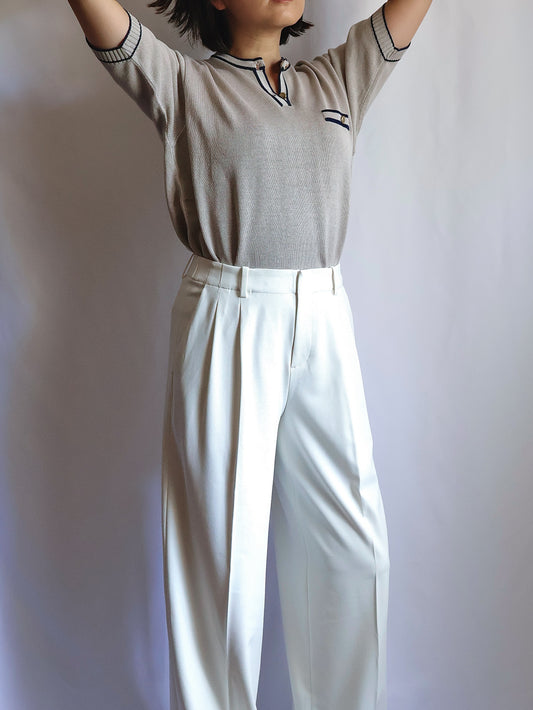 Cotton Henley Neck Short Sleeve Knit