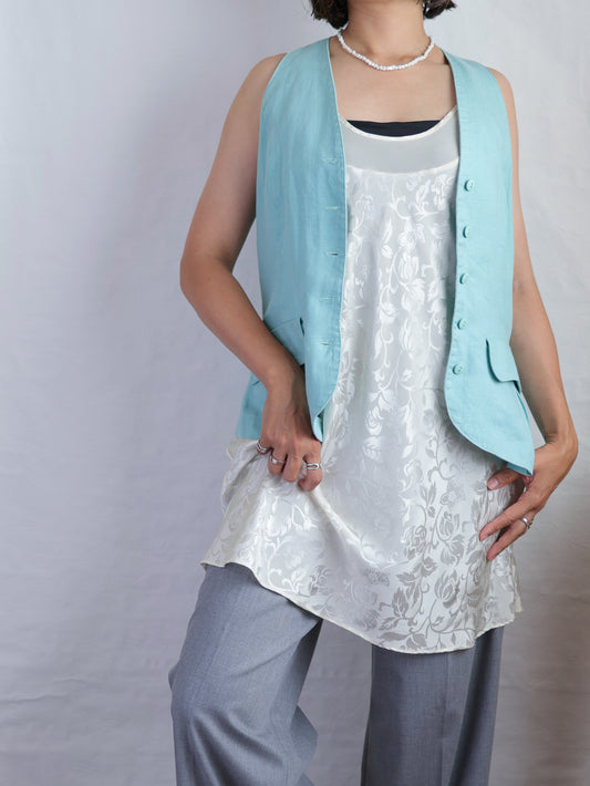 Linen Blend Tailored Gilet