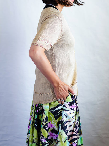 Bronze V-Neck Knit Cardigan