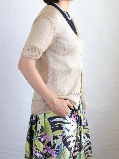 Bronze V-Neck Knit Cardigan