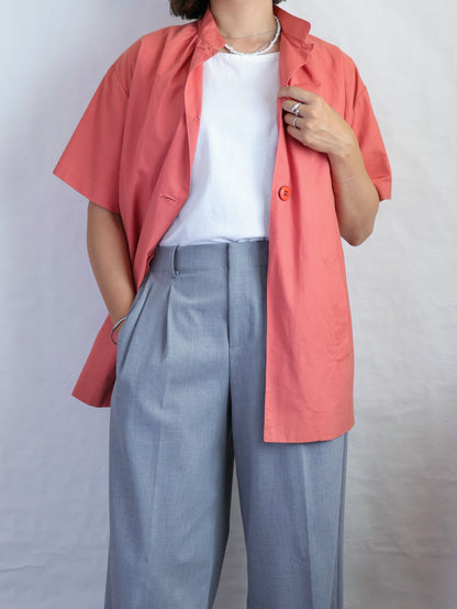 1970s "nik-nik" Cotton Stand Collar Shirt Jacket/ Made in Italy