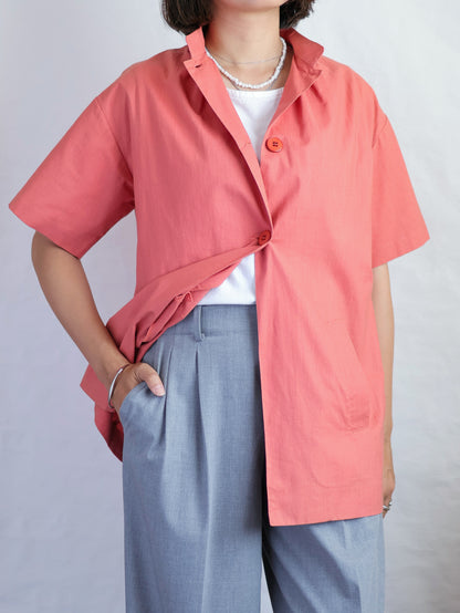 1970s "nik-nik" Cotton Stand Collar Shirt Jacket/ Made in Italy