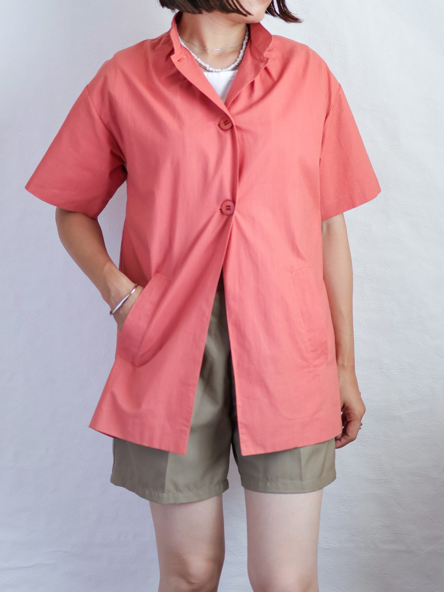 1970s "nik-nik" Cotton Stand Collar Shirt Jacket/ Made in Italy