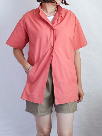 1970s "nik-nik" Cotton Stand Collar Shirt Jacket/ Made in Italy