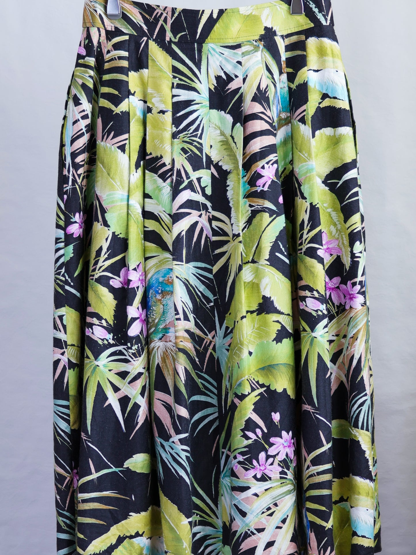 Vintage West German Tropical Print Cotton Flared Skirt