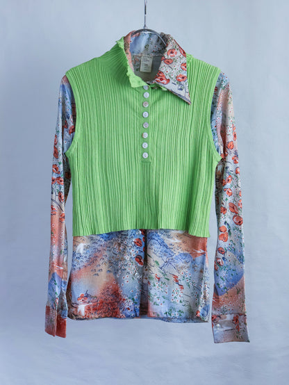 Lime Green Cropped Polo Top
