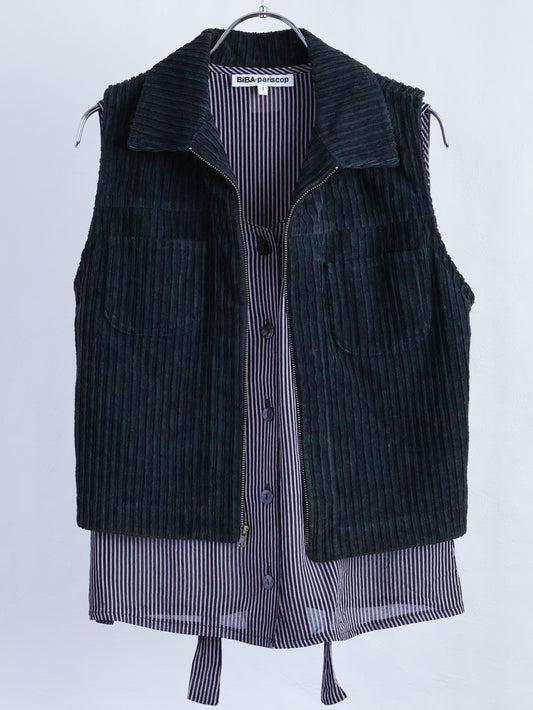 【sizeS-M】1990’s Corduroy Zip-Up Vest(Made in U.S.A.)