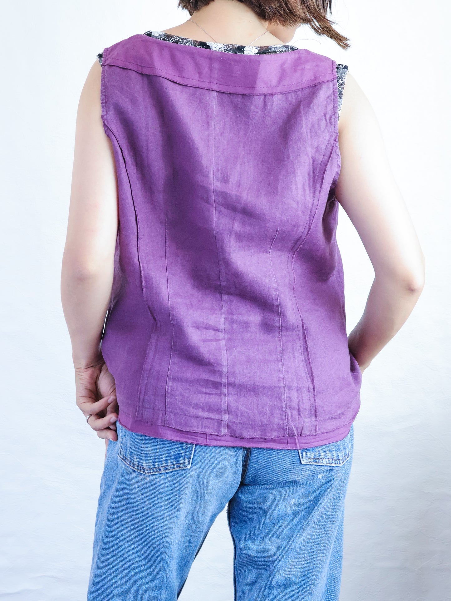 100% Linen Burton Ribbon Detail Top