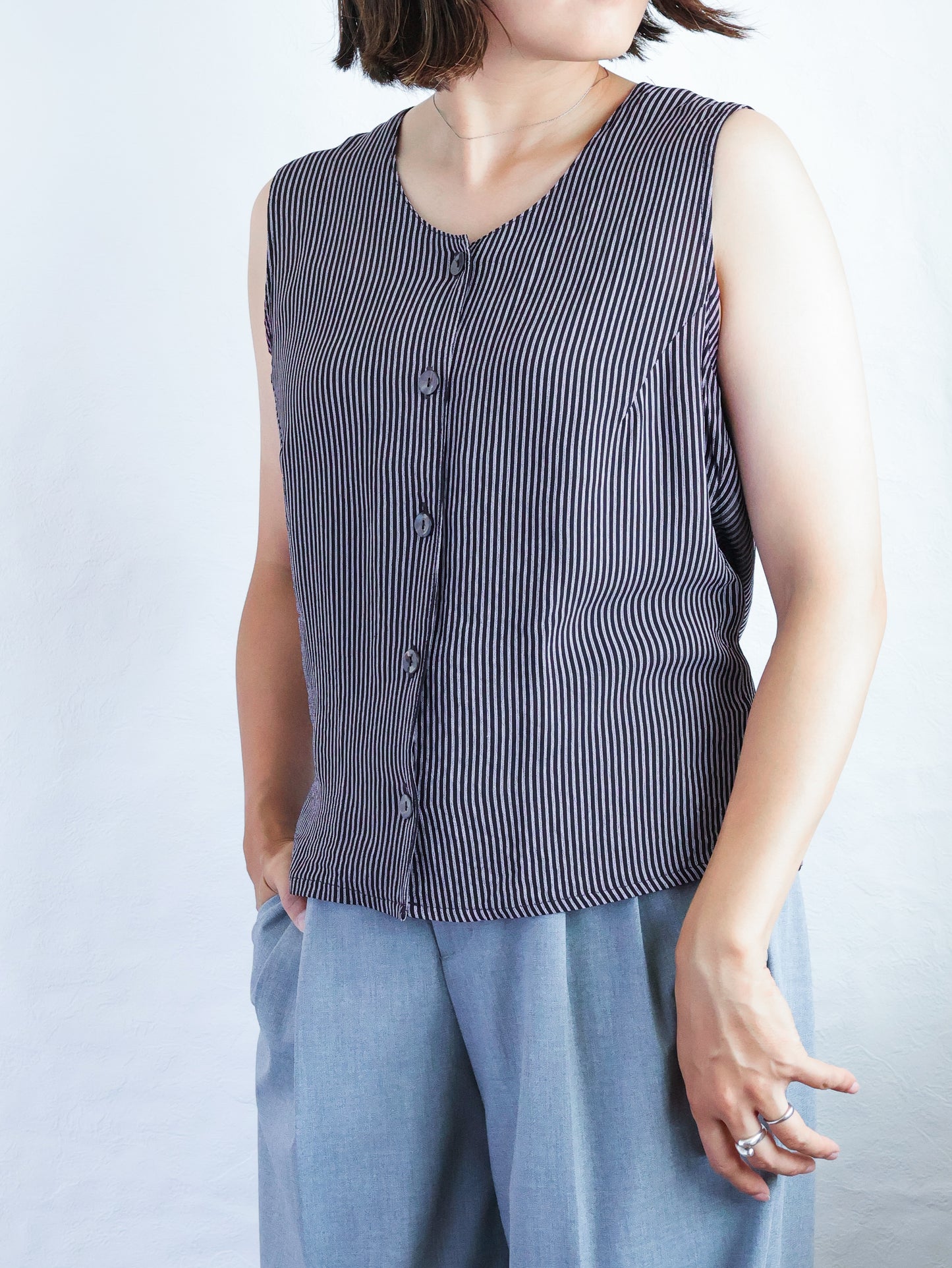 1990s Stripe Back-Ribbon Top