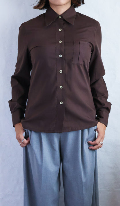 1970s French Vintage  Pleated Pocket Shirt
