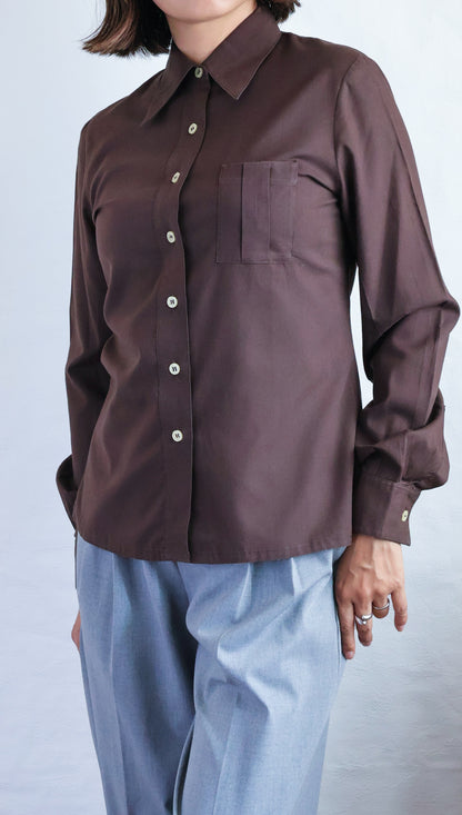 1970s French Vintage  Pleated Pocket Shirt