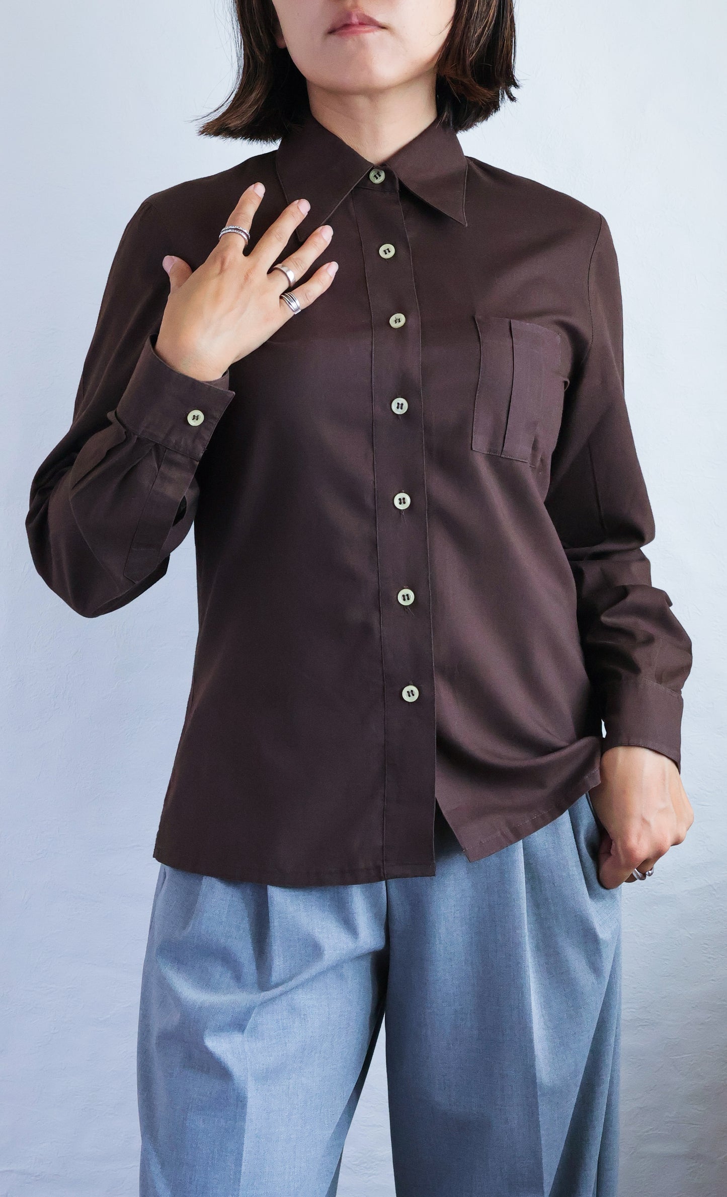 1970s French Vintage  Pleated Pocket Shirt