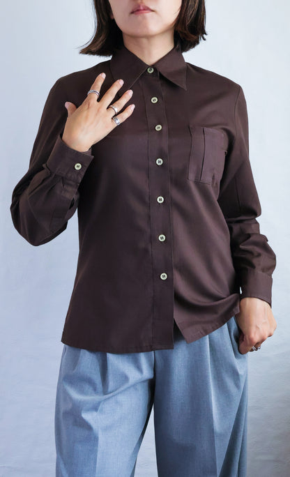 1970s French Vintage  Pleated Pocket Shirt