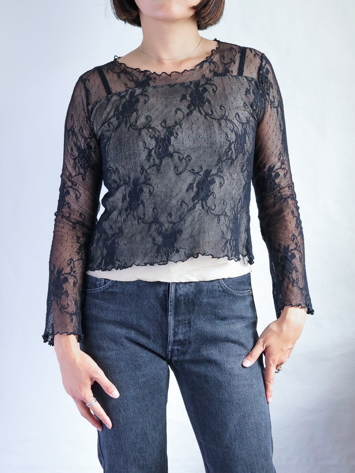 Lace Layered Sheer Top
