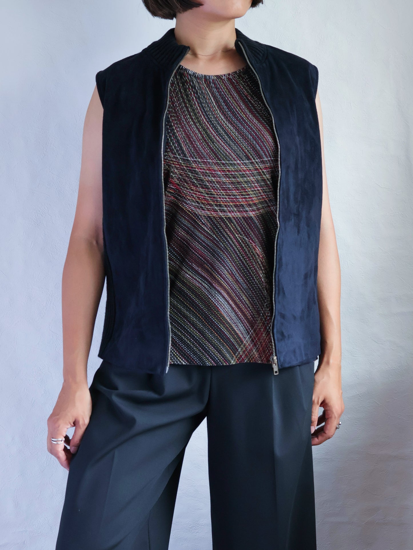 Multi Color Pleated Sleeveless Top