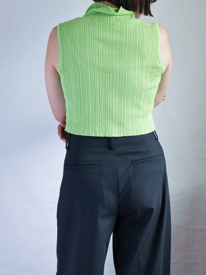 Lime Green Cropped Polo Top