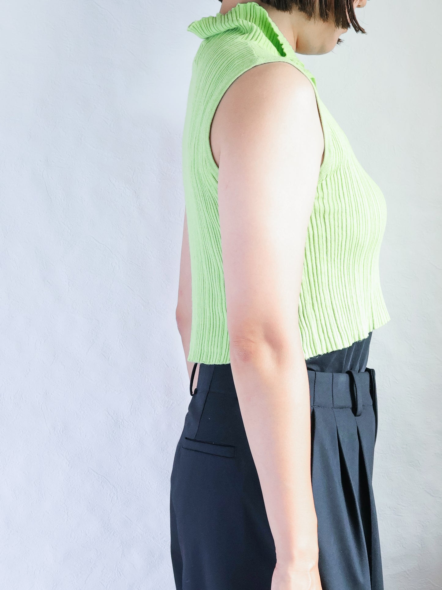 Lime Green Cropped Polo Top