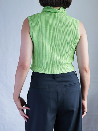 Lime Green Cropped Polo Top