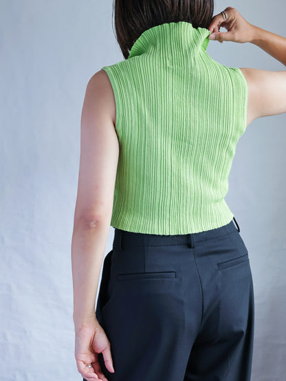 Lime Green Cropped Polo Top