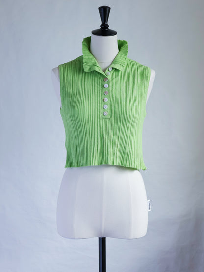 Lime Green Cropped Polo Top