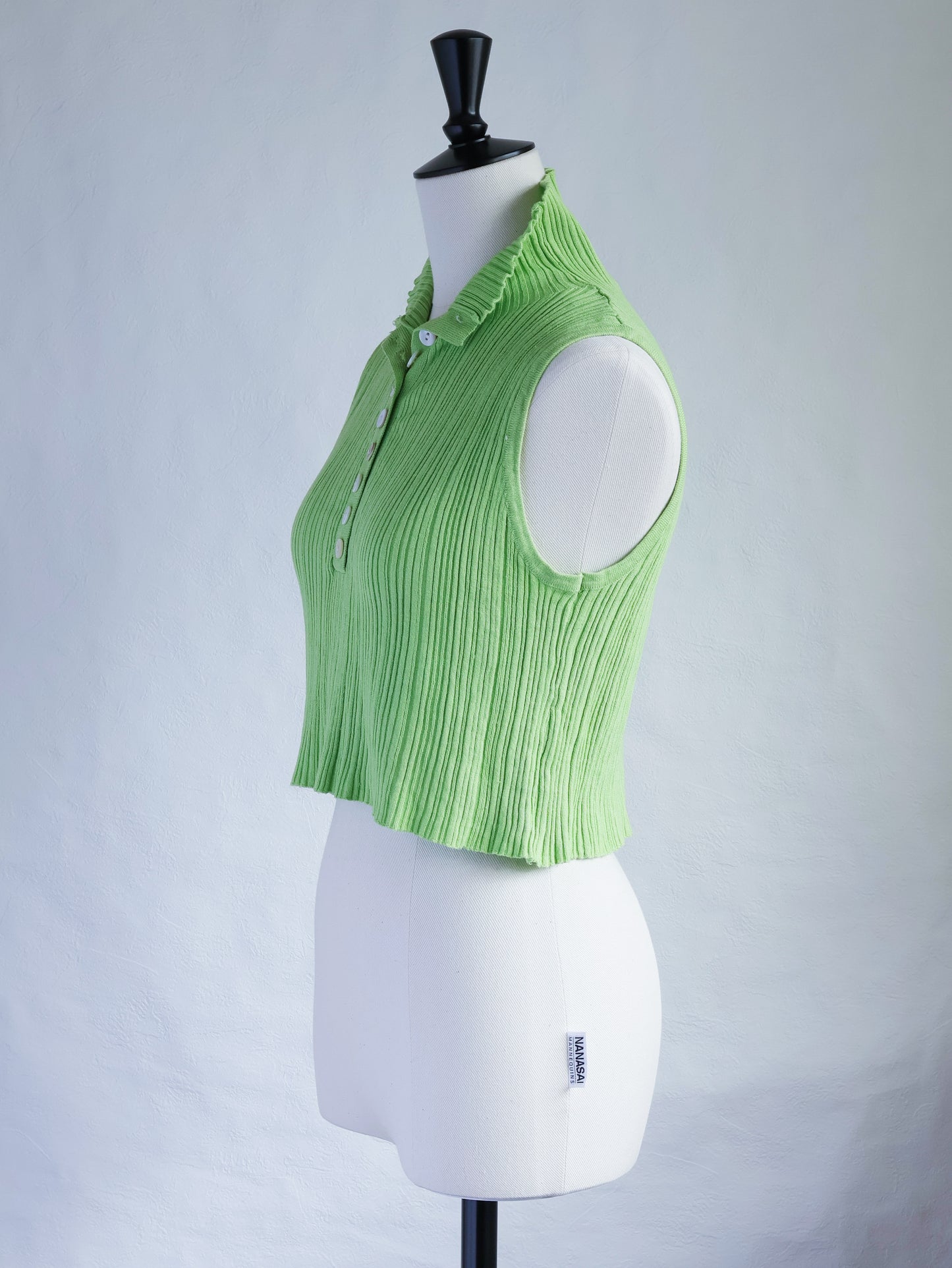 Lime Green Cropped Polo Top