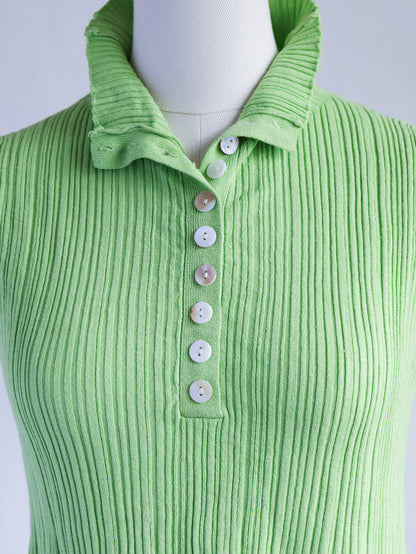 Lime Green Cropped Polo Top