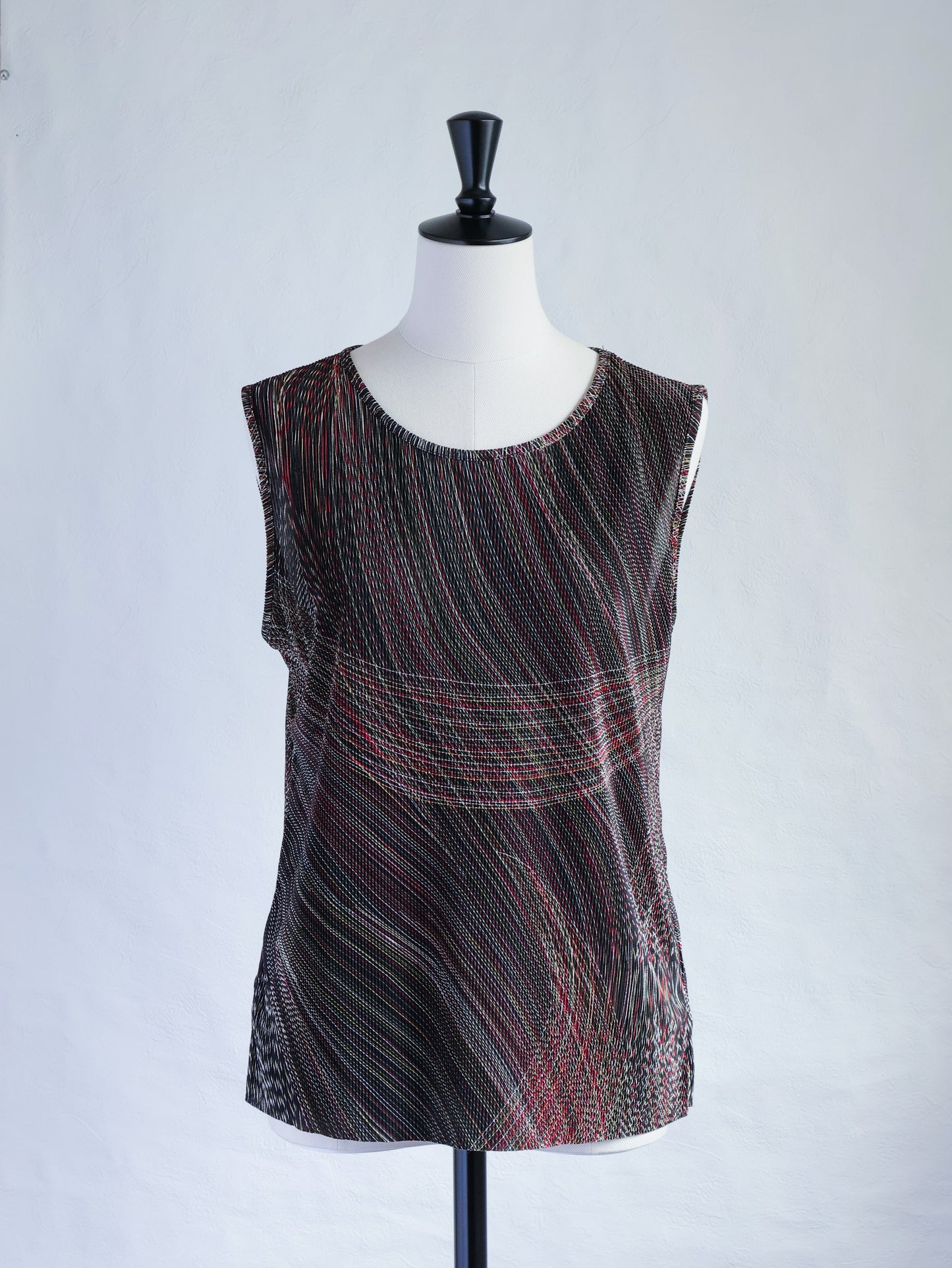 Multi Color Pleated Sleeveless Top