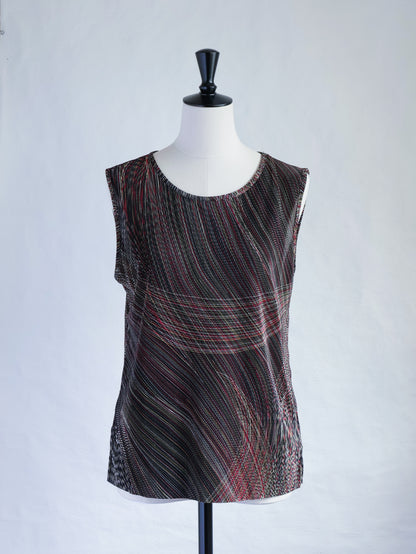 Multi Color Pleated Sleeveless Top