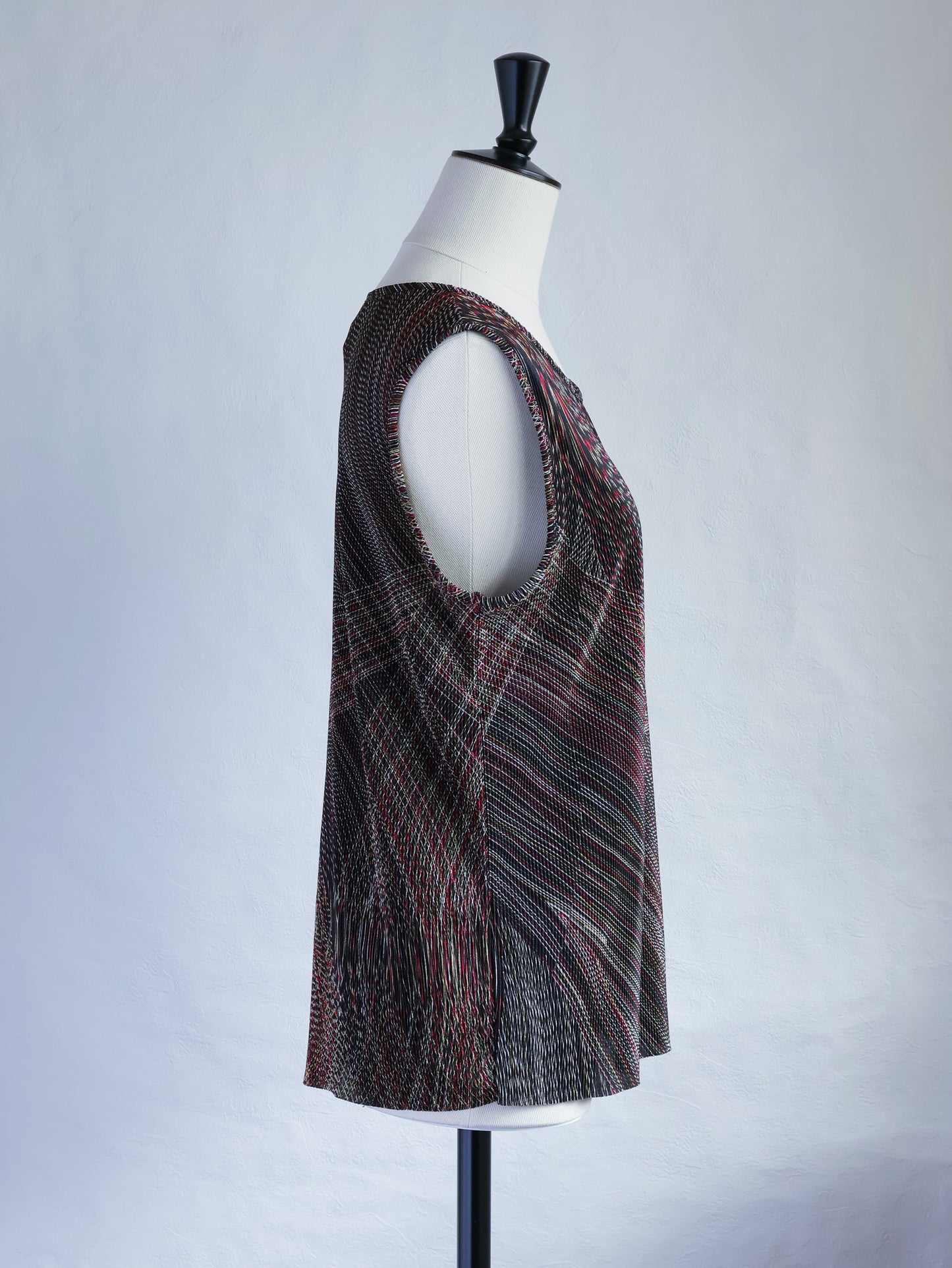 Multi Color Pleated Sleeveless Top
