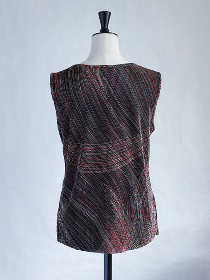 Multi Color Pleated Sleeveless Top