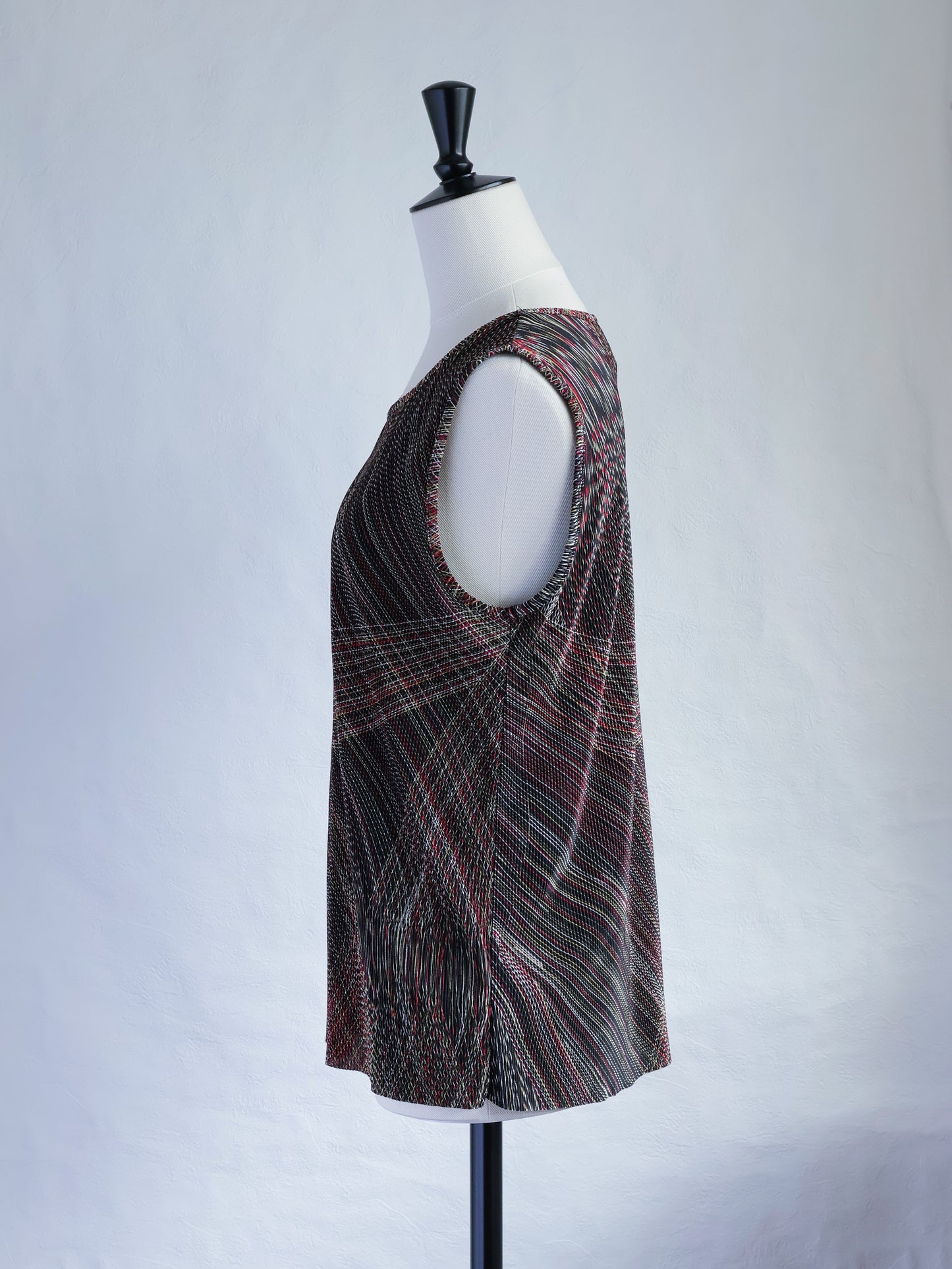 Multi Color Pleated Sleeveless Top
