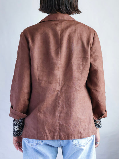 Linen Ramie Open Collar Shirt Jacket