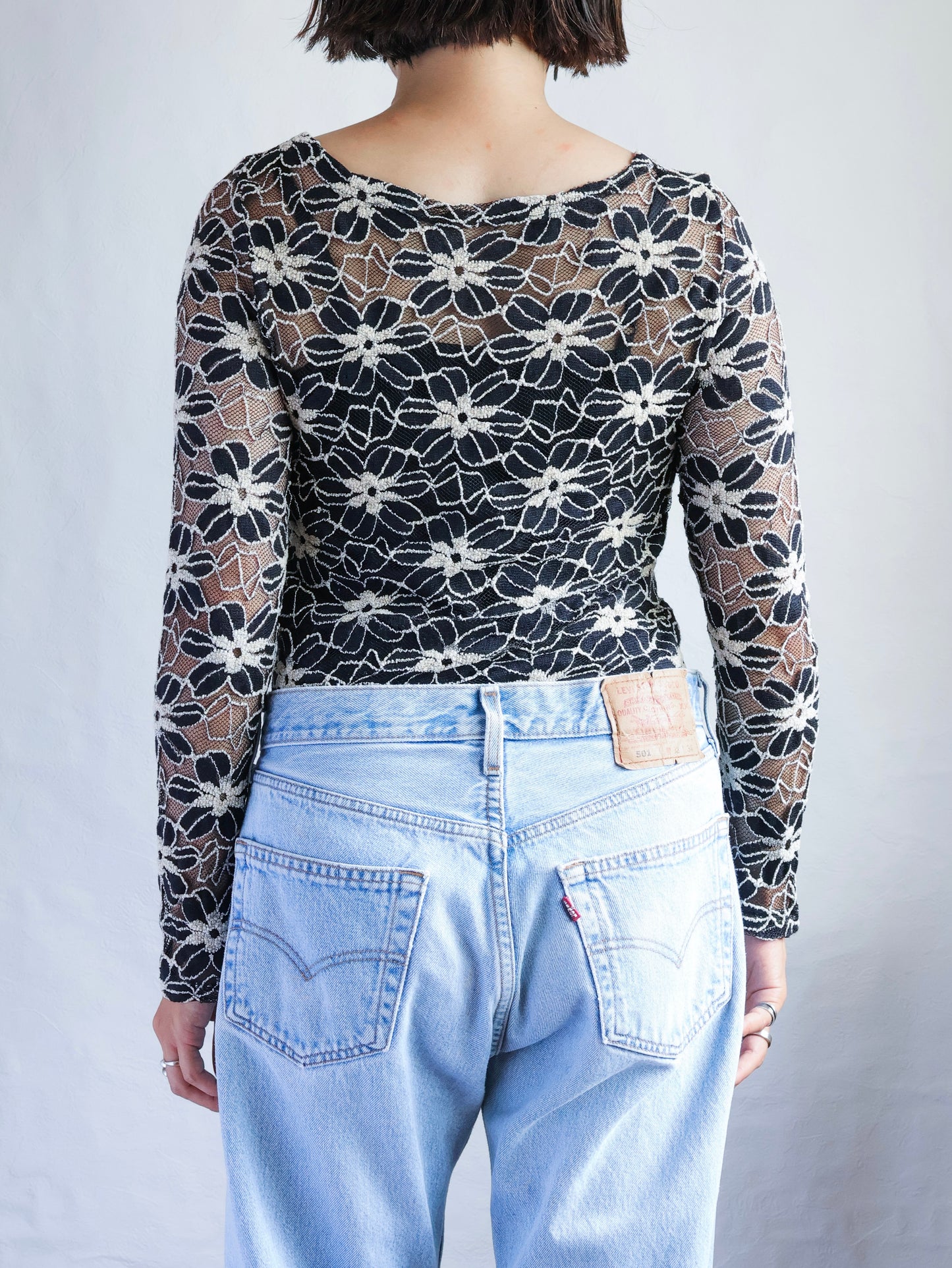 Floral Mesh Lace Sheer Top